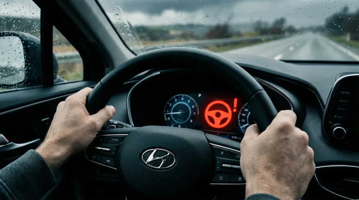 روشن شدن چراغ هشدار قرمز فرمان (EPS) به عنوان یکی از علائم خرابی جعبه فرمان هیوندا در تهران